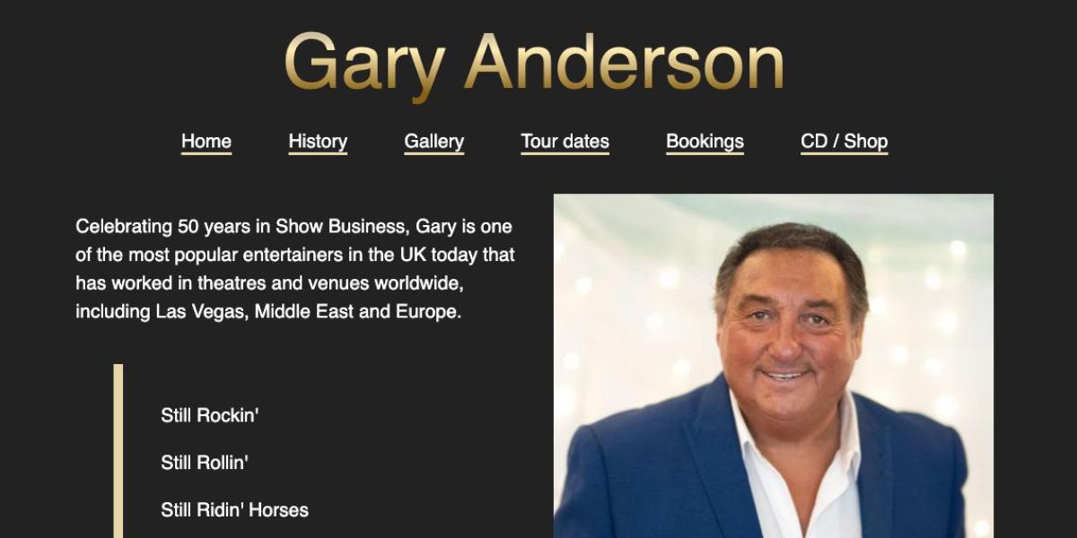 Screenshot of Gary Anderson's website